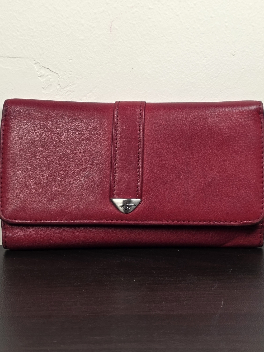 Dockers Berry Red Leather Fold-Over Wallet